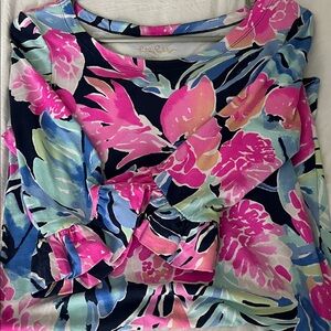 Lilly Pulitzer Women's Long Sleeve Floral Top - Pink, Blue, Green